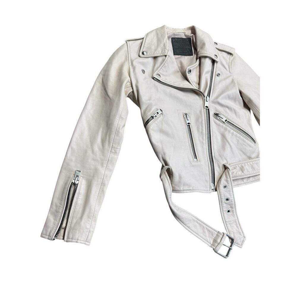 All Saints Off-White Leather Moto Jacket - Picture 7 of 13